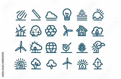 Set of Climate Change line icons Editable stroke