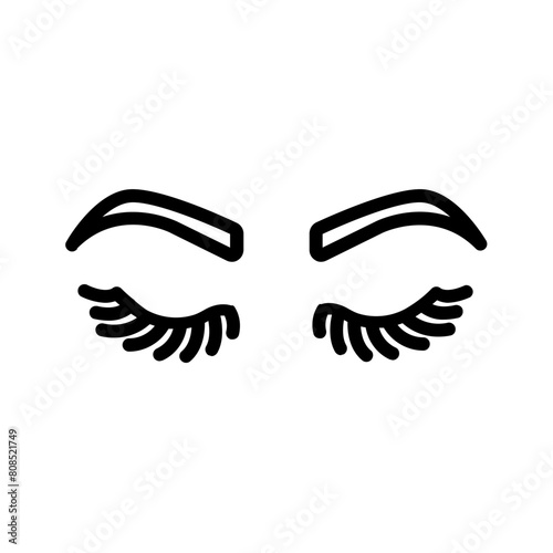 Vector black line icon for Eyelash