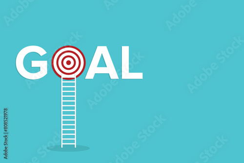 Success. Ladder reaching for the goal target dartboard. Business success creative idea.