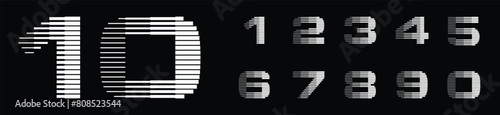 Number Font with Abstract Line Pattern