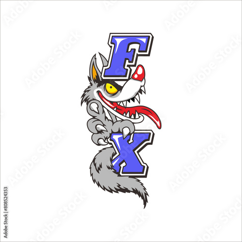 Wolf animal vector decorated with writing  FX  can be used as graphic design 