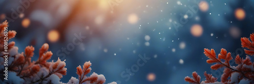 Bannière - Neige qui tombe - Illustrations de flocons de neige sur fond bleu - Arrière-plan pour les fêtes de fin d'année et les vacances d'hiver - Paysage hivernal enneigé photo