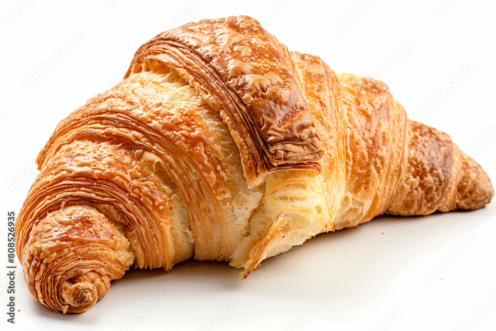 a croissant is laying on a white surface