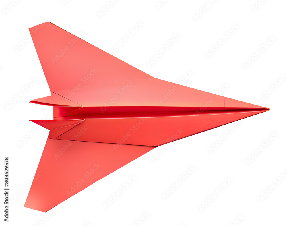 Red origami airplane isolated on transparent background Red origami airplane isolated on transparent background