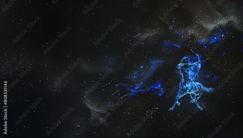 Adventurous Spirit: Starry Sagittarius Zodiac Illustration with Negative Space