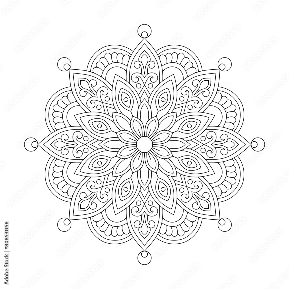 Ταπετσαρία Facile design Mandala Coloring book page for kdp book interior