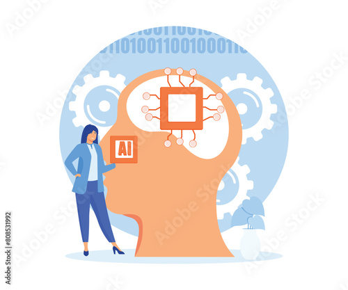 Artificial Intelligence concept. AI being used for positive social impact, emphasizing the ethical use of AI technology. flat vector modern illustration 