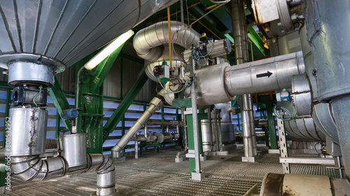 A large industrial plant with pipes and valves