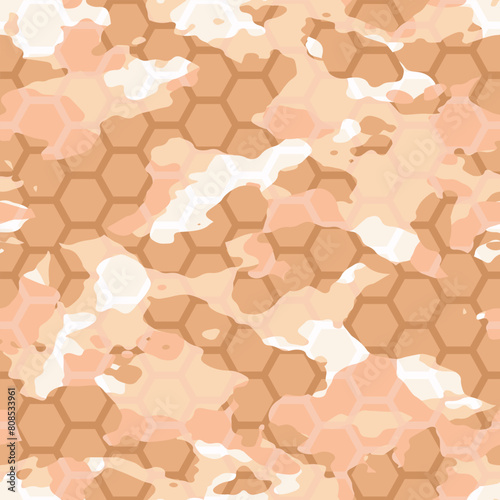 Seamless pink hexagonal futuristic camouflage pattern vector