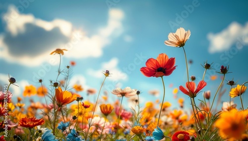 field with beautiful wild flowers  summer flower background
