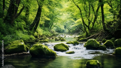 Wealth abundance in a lush green forest river