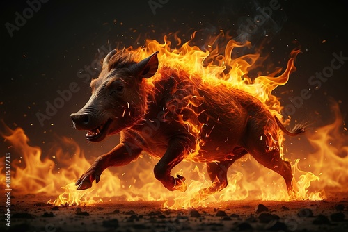 Warthog in fire photo