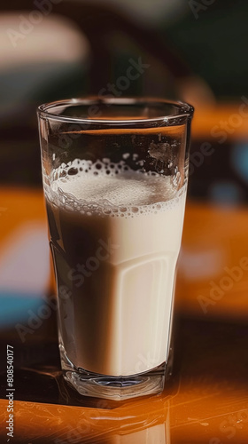 Creamy milk swirls in a glass, a symbol of nourishment and wholesomeness