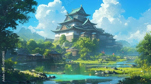 池がある日本の城4