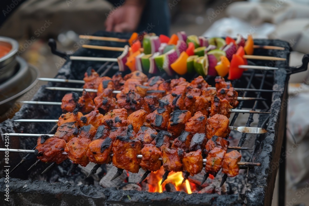 friends gathering around a barbecue grill friends gathering around a barbecue grill