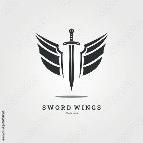 swords wings logo vector vintage illustration concept design © rozva barokah