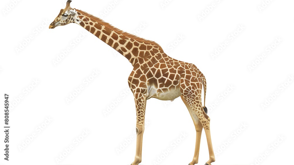 A tall giraffe stands on the African plain