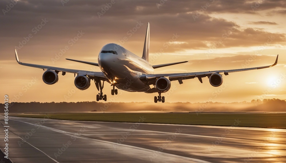 Jetliner Takes Off from the Airport Runway Against the Backdrop of a Stunning Sunrise or Dawn Sky. Landing Gear Down in Preparation for Takeoff, Embarking on a New Journey into the Daylight.
Jetliner Takes Off from the Airport Runway Against the Backdrop of a Stunning Sunrise or Dawn Sky. Landing Gear Down in Preparation for Takeoff, Embarking on a New Journey into the Daylight.