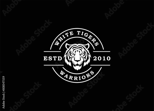 A bengal tiger face head with fangs and kung fu chinese lettering for Kungfu Club Martial Clan logo design