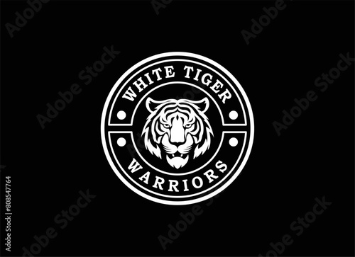 A bengal tiger face head with fangs and kung fu chinese lettering for Kungfu Club Martial Clan logo design