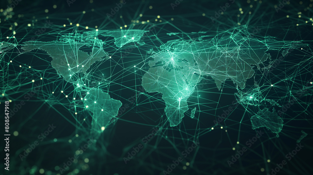 Global network connection over world map background, illustration
