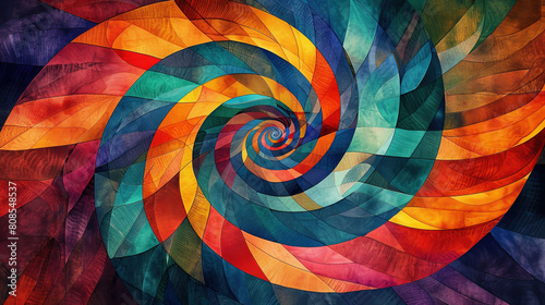 A colorful spiral with a rainbow pattern
