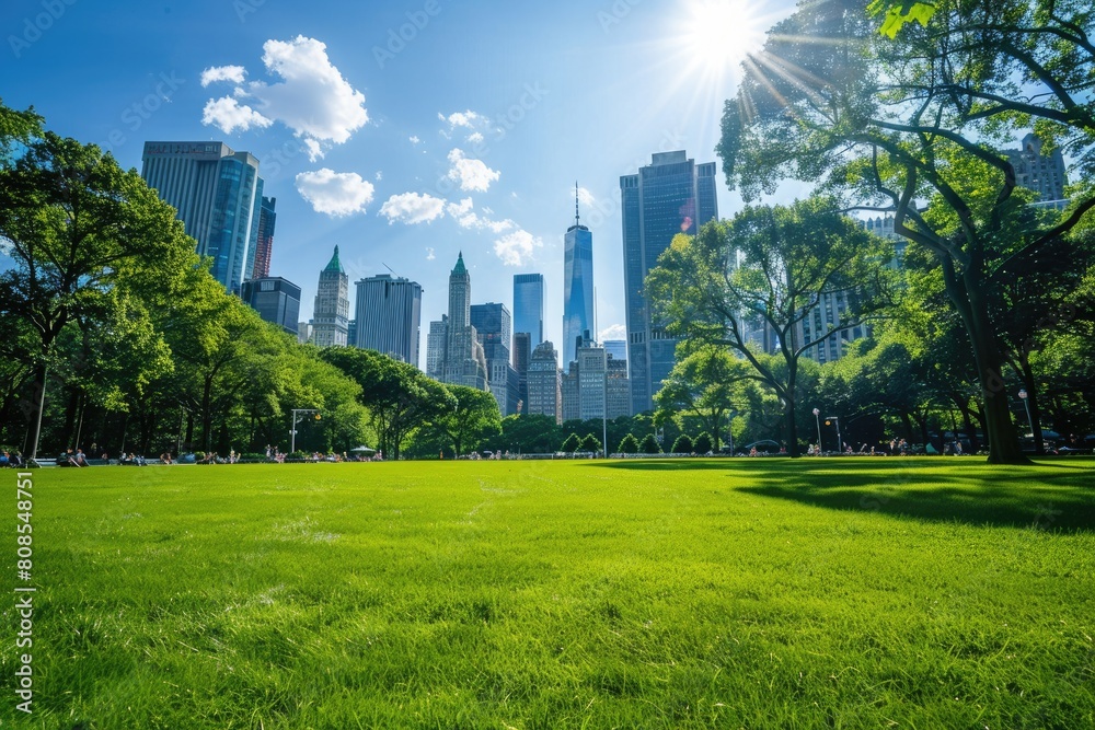 Summer in Park: Manhattan Skyline and Metropolitan Travel Summer in Park: Manhattan Skyline and Metropolitan Travel