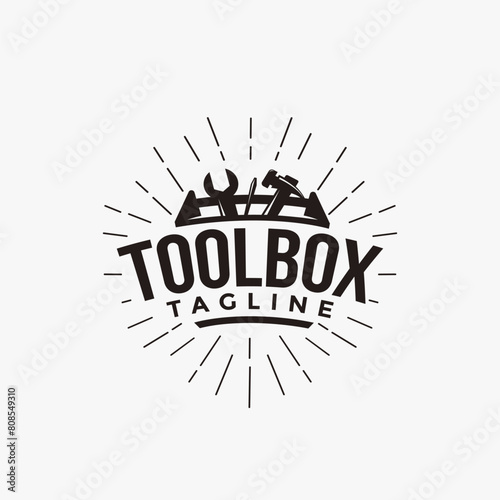 Abstract simple industrial mechanic toolbox logo icon vector on white background