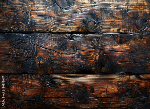 An upclose view of an old, weathered wooden surface with visible grain and wood rings,
An upclose view of an old, weathered wooden surface with visible grain and wood rings. Created with Ai



 photo