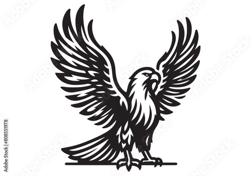 silhouette bald eagle vector, flying eagle silhouette illustration