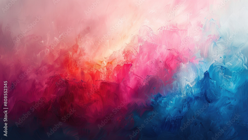 Abstract background with smoke and fog in blue, red and orange colors in the style of an abstract artist. Created with AI