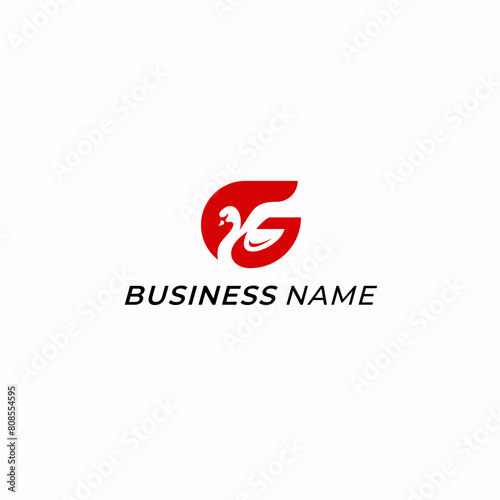 design logo creative letter G and swan