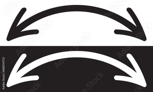Dual sided arrow. Curved arc shape. Semicircular thin double ended arrow. Dual sided arrow Vector.  isolated on white background. Vector illustration eps10.
