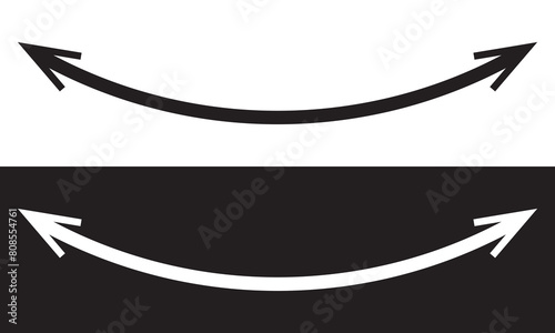 Dual sided arrow. Curved arc shape. Semicircular thin double ended arrow. Dual sided arrow Vector.  isolated on white background. Vector illustration eps10.