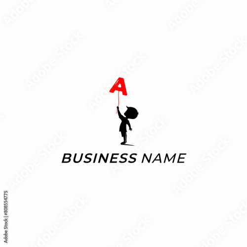 design logo creative letter A and play ballon
