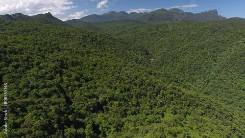 Aerial view of the Atlantic Forest in Serra do Mar (Pico do Marumbi State Park) - Morretes, Paraná, Brazil photo