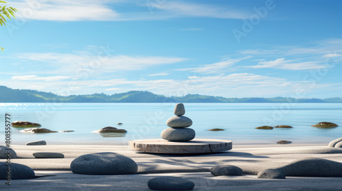 Beach Yoga  Zen atmosphere  Balanced composition  Wellness