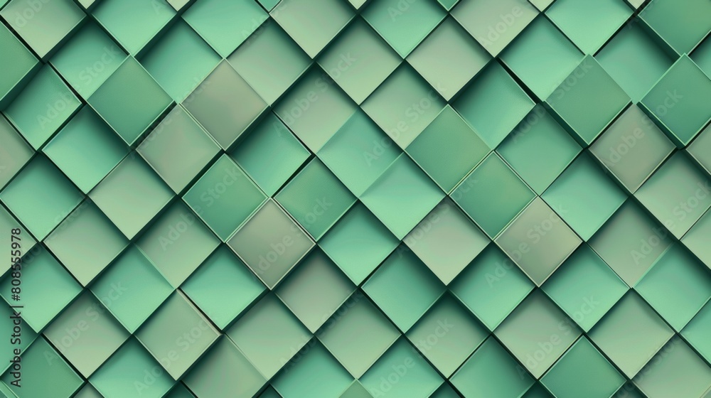 Vector illustration of a seamless pattern with green squares in a diamond shape.