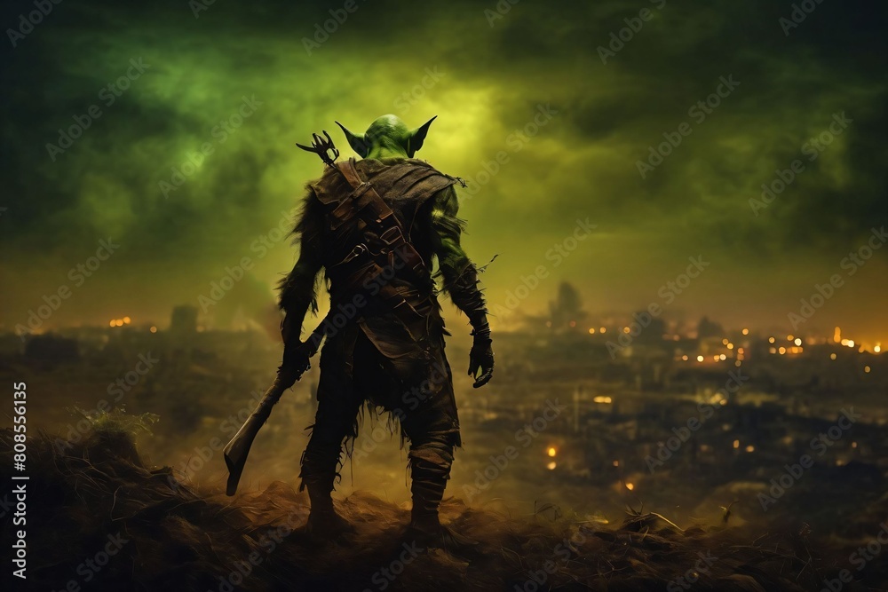 An orc in green fog