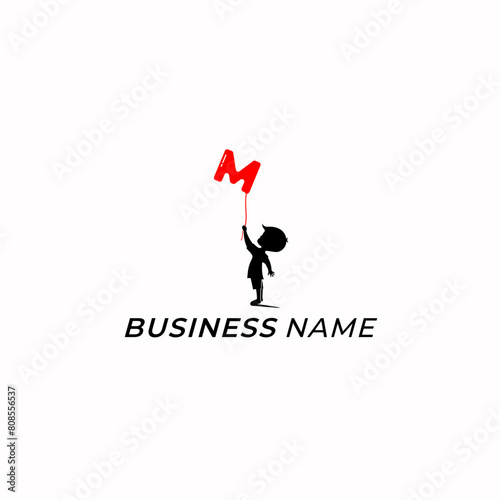 design logo creative letter M and play ballon