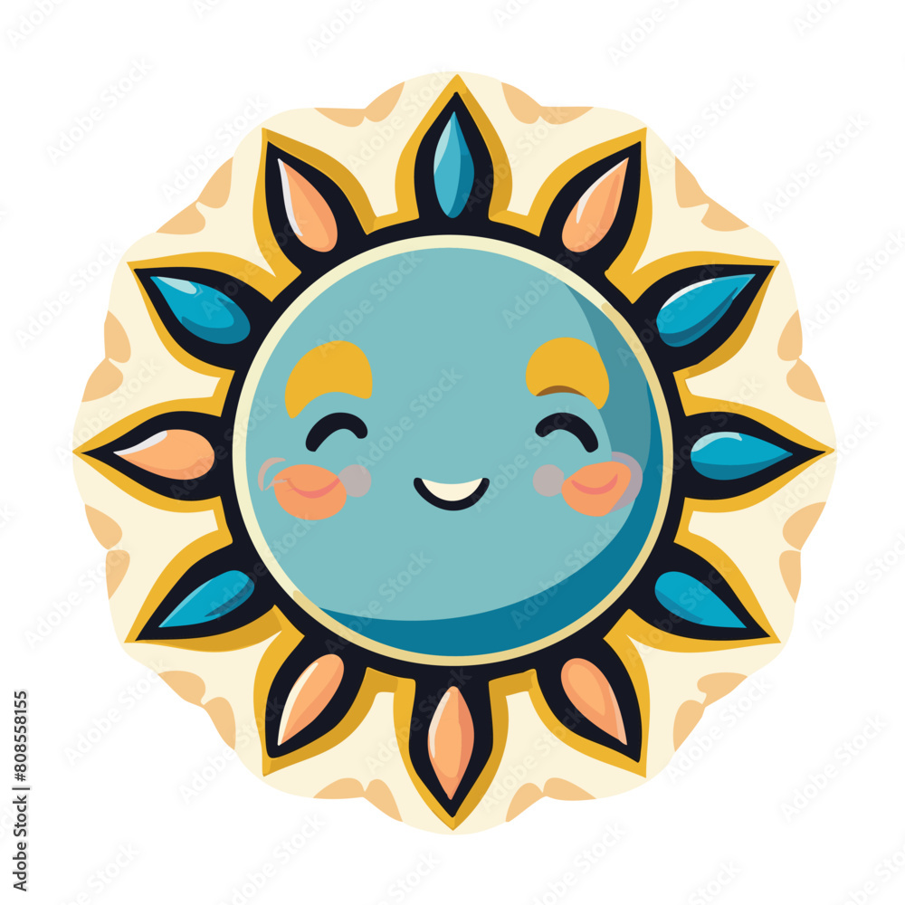 A happy sun cartoon character with a cute smiling face A happy sun cartoon character with a cute smiling face