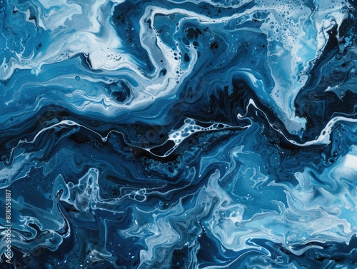 A blue ocean with white waves. The brushstrokes are thick and bold, creating a sense of movement and energy. The colors are vibrant and intense, evoking a feeling of excitement and wonder