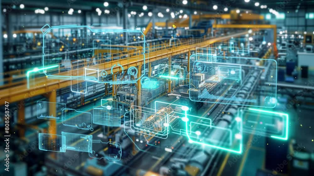 industrial factory showcasing connection technology. seamless looping overlay 4k virtual video animation background