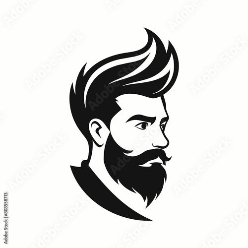 Man with hair vector illustration on white background, beauty salon silhouette, logo, icon, svg, letter, holiday t shirt, hand drawn trendy vector illustration, head of a man vector