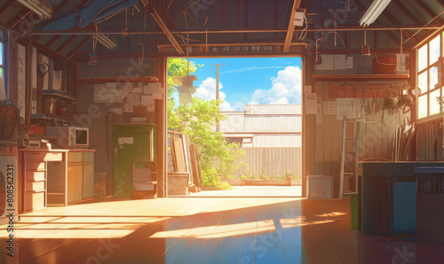 Beautiful scenery from a beautiful anime movie art style - background cel photo