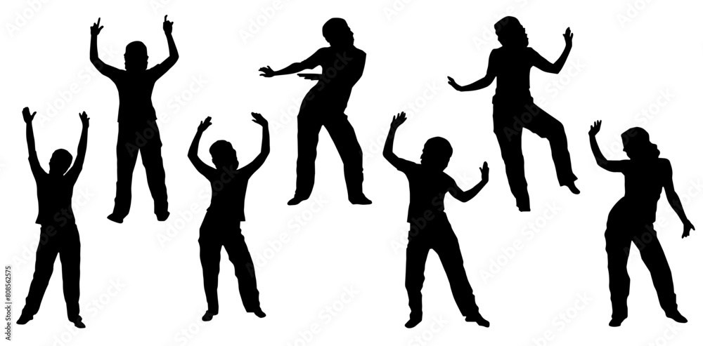 Silhouettte collection of happy people doing dancing pose. Silhouette collection of people disco dance pose Silhouettte collection of happy people doing dancing pose. Silhouette collection of people disco dance pose
