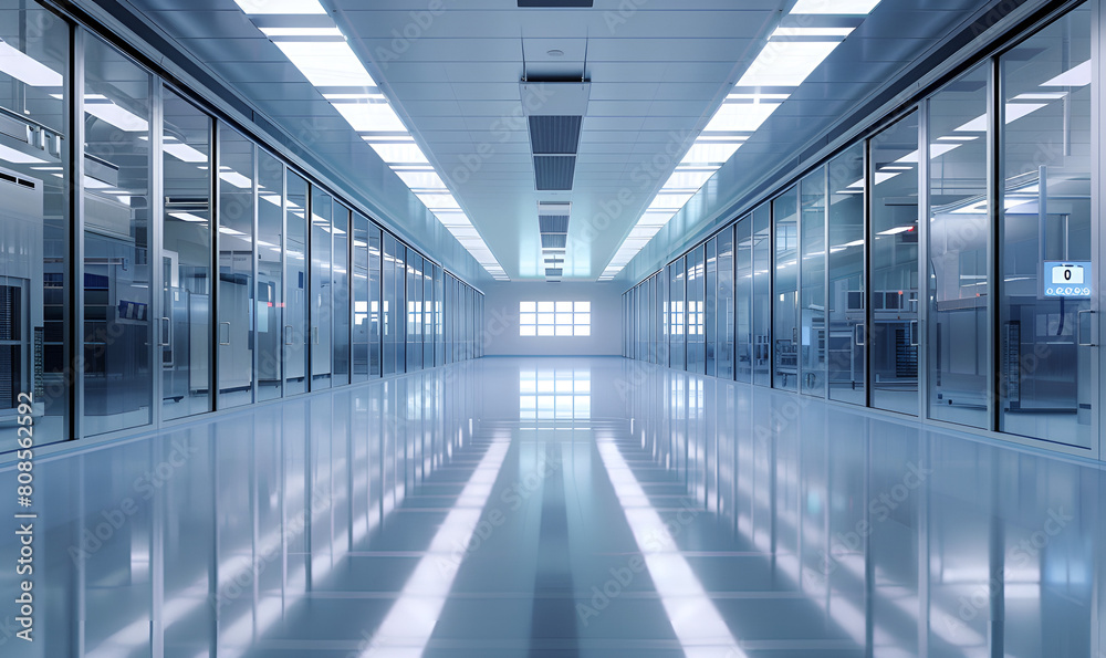 Semiconductor mass production factory , interior view with nobody Semiconductor mass production factory , interior view with nobody