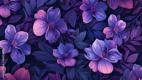 pattern of purple floral pattern cartoon style