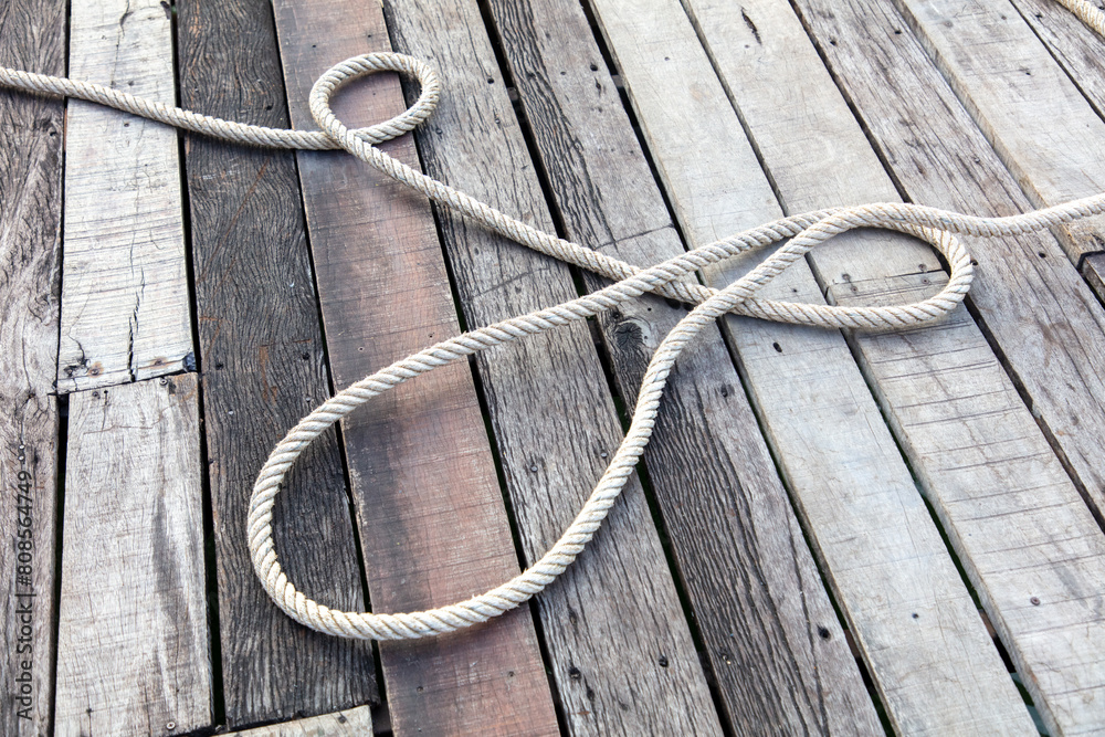 Rope on a wooden background Rope on a wooden background