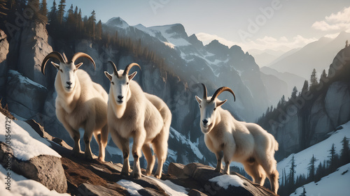 mountain goats in the mountains photo